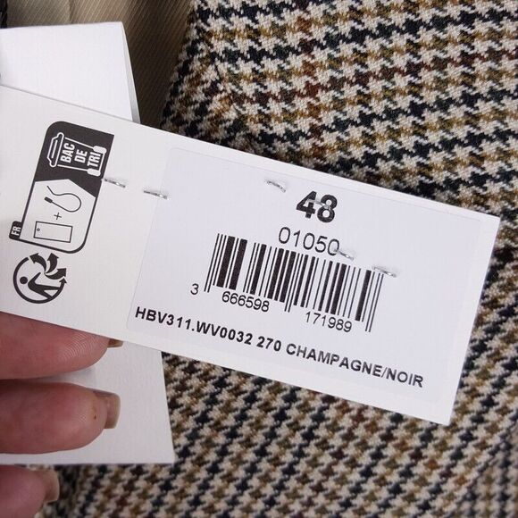 AMI Paris Mens Blazer: Size 38 US (48 EU) Tan Houndstooth Double Breasted - Picture 5 of 11